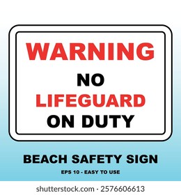 No Lifeguard Beach Flag Sign: Safety Rules Vector