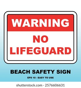 No Lifeguard Beach Flag Sign: Safety Rules Vector