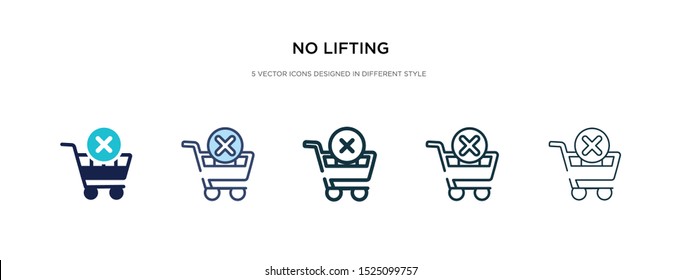 no lifting icon in different style vector illustration. two colored and black no lifting vector icons designed in filled, outline, line and stroke style can be used for web, mobile, ui