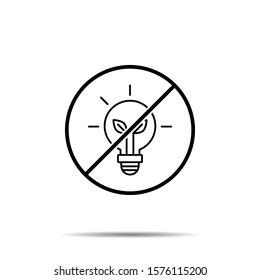 No light bulb with a plant inside icon. Simple thin line, outline vector of sustainable energy ban, prohibition, embargo, interdict, forbiddance icons for ui and ux, website