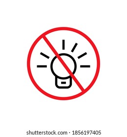 No light bulb sign vector image. No light forbidden light bulb sign vector image.