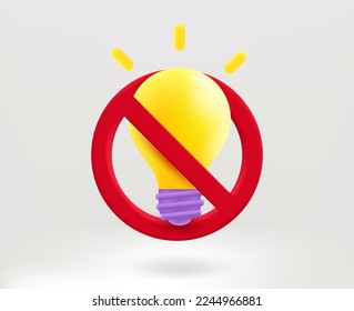 No light concept concept with electric bulb. 3d vector illustration