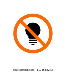 No Light, Forbidden Light Bulb Sign, Prohibition Symbol