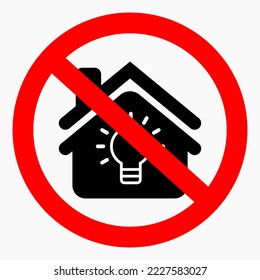 No light in the house. Light prohibition. Vector icon.