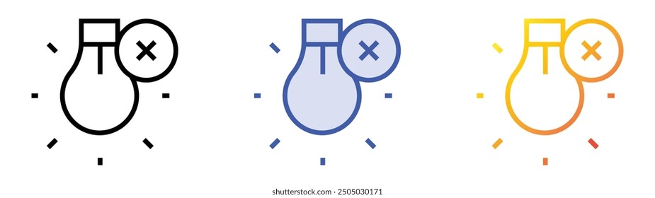 No hay icono de luz. Lineal, relleno azul y diseño de estilo degradado aislado sobre fondo blanco