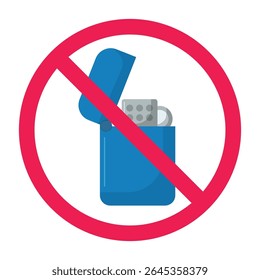 No lighter sign vector, lighter not allowed symbol, prohibited flame lighter sign, no fire starter symbol, forbidden gas lighter sign