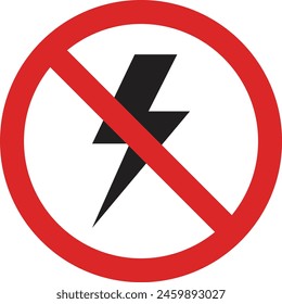 Ningún icono de rayo aislado sobre fondo blanco . Sin Vector de iconos de energía . No hay señal de electricidad 