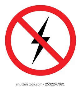 Sem sinal de raio. A eletricidade e a energia elétrica são eliminadas como uma metáfora para um apagão ou uma falha de energia. Ilustração vetorial.