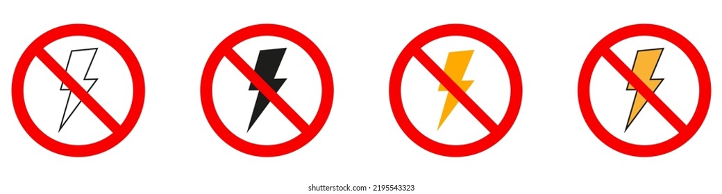 No lightning sign vector icon. Isolated on a white background. Vector illustration eps10