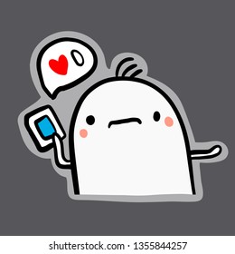 No likes emoji hand drawn sticker in cartoon style minimalism tender