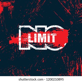 No Limit. Inspiring Workout and Fitness Gym Motivation Quote Illustration Sign. Creative Strong Sport Vector Rough Typography Grunge Wallpaper Poster Concept