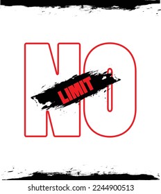 No Limit Out Line Typography Text and Brush Strok Design For Print