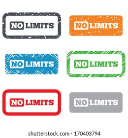 No Limit Sign Icon. Unlimited Symbol. Retro Stamps And Badges. Vector