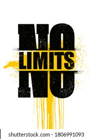 No Limits. Inspiring Sport Workout Typography Quote Banner On Textured Background. Gym Motivation Print