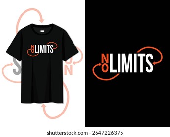 no limits motivational typography t-shirt and apparel design with grunge effect and textured lettering. vector print perfect for posters, stickers, inspirational clothing, and modern fashion apparel