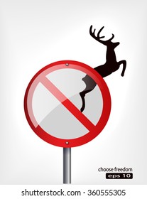 No limits for power freedom concept with road sign and deer getting wild 