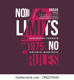 sin límites no reglas, ottawa, canadá grabado gráfico plano diseño tipografía vectorial ilustración estilo casual
