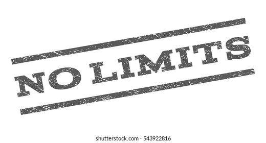 No Limits watermark stamp. Text caption between parallel lines with grunge design style. Rubber seal stamp with scratched texture. Vector grey color ink imprint on a white background.