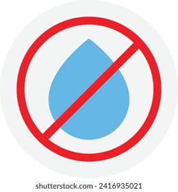 No Liquids Forbidden Icon VEctor Flat Illustration
