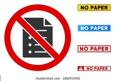 No List Page sign with titles in rectangular frames. Illustration style is a flat iconic symbol inside red crossed circle on a white background. Simple No List Page vector sign, designed for rules,