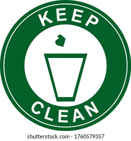 No litter sign,green vector illustration. throwing garbage in a bin