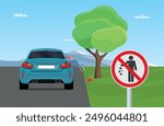 No littering allowed sign, Crossed out littering stick man, Recycle sign. throwing garbage from car vector illustration.