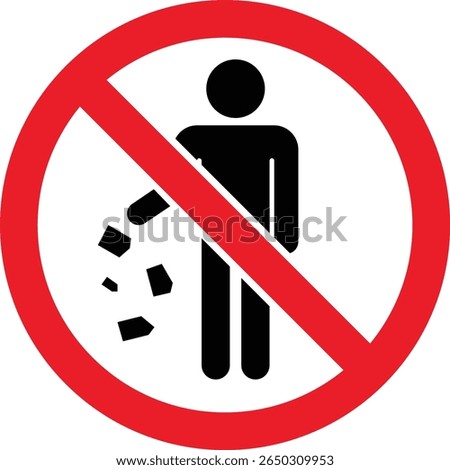 No littering . No littering allowed sign. Red prohibition symbol indicating littering is not allowed. flat design in trendy style.
