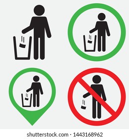 no littering, do not litter sign symbol logo icon set
