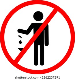 No littering. Garbage warning sign on isolated white background. Vector illustration.