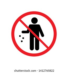 No Littering Icon. Do Not Litter, Keep Clean. No Throw Rubbish Illustration. Applied as Trendy Symbol for Design Elements, Websites, Presentation and Application - Vector. 