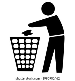 No littering Icon Isolated on White Background. Flat Design Vector Illustration