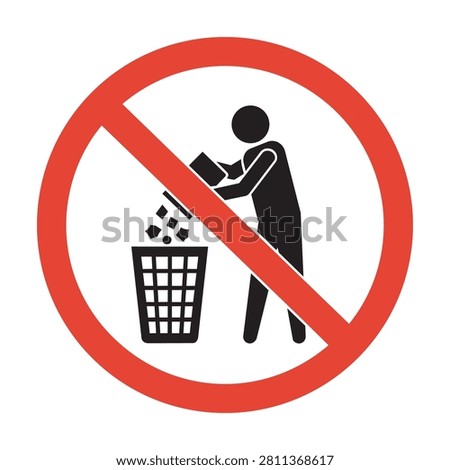 No littering icon with person throwing trash in bin