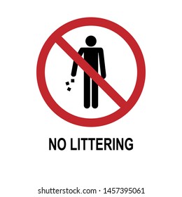 No Littering Icon Prohibitation Sign Forbidden Stock Vector (Royalty ...