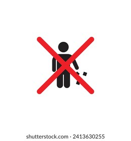 No littering icon, no littering sign, vector illustration