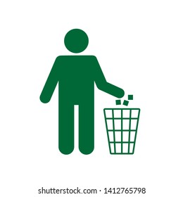 No Littering Icon. Throw in Rubbish to Basket. Illustration Keep Clean within Green Color. Applied as Trendy Symbol for Design Component, Websites, Presentation and Application - Vector. 