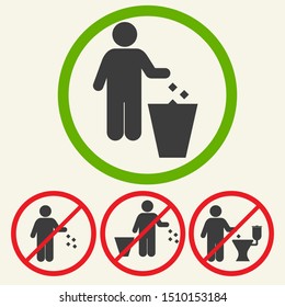 No littering icons vector illustration.