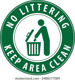 No littering keep area clean warning sign notice sticker vector