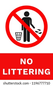 NO LITTERING sign. Banner. Vector.