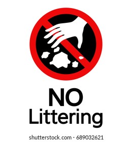 No littering sign Hand gesture red black