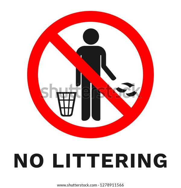 No Littering Sign Sticker Inscription Vector Stock Vector (Royalty Free ...