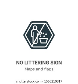 No littering sign vector icon on white background. Flat vector no littering sign icon symbol sign from modern maps and flags collection for mobile concept and web apps design.