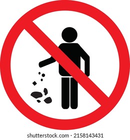 No littering Sign vector illustration isolated on white background, Do not litter sign, No waste Throw on outside the area, prohibiting littering symbol 