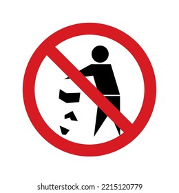 No littering sign vector isolated on white background. Do not litter symbol.