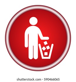 No littering sign in vector. Round red icon.