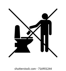 No littering in toilet vector icon.