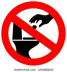 No littering in toilet vector sign illustration isolated on white background