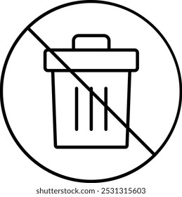 No Littering Vector Line Icon Design