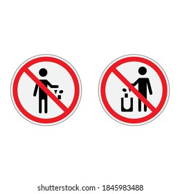 No littering vector sign illustration isolated on white background. forbidden to throw garbage, we can not throw garbage, no debris, editable vector image