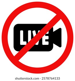 No Live icon. No Live stream . Flat style vector illustration editable isolated design.