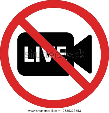 No live stream sign isolated on white background . No live icon . Vector illustration